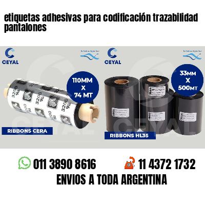 etiquetas adhesivas para codificación trazabilidad pantalones