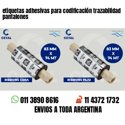 etiquetas adhesivas para codificación trazabilidad pantalones