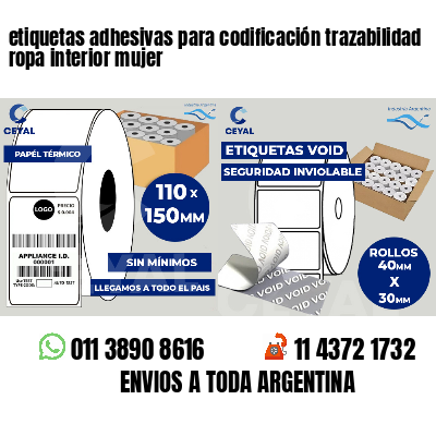 etiquetas adhesivas para codificación trazabilidad ropa interior mujer