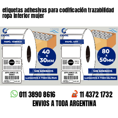 etiquetas adhesivas para codificación trazabilidad ropa interior mujer