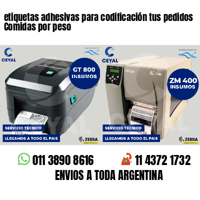 etiquetas adhesivas para codificación tus pedidos Comidas por peso