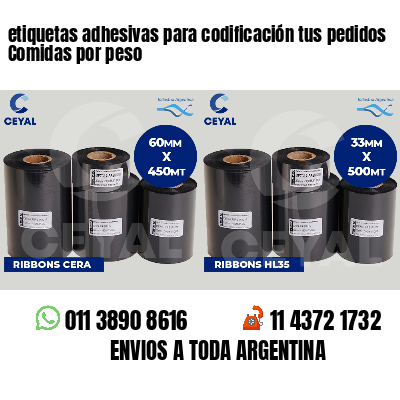 etiquetas adhesivas para codificación tus pedidos Comidas por peso
