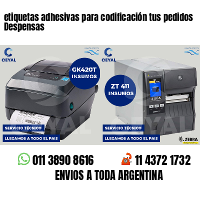 etiquetas adhesivas para codificación tus pedidos Despensas