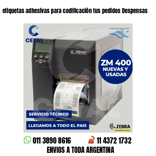 etiquetas adhesivas para codificación tus pedidos Despensas