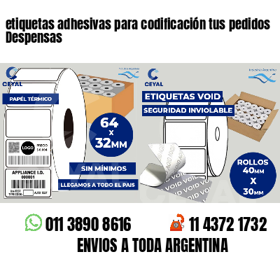 etiquetas adhesivas para codificación tus pedidos Despensas