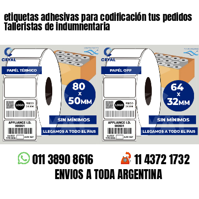 etiquetas adhesivas para codificación tus pedidos Talleristas de indumnentaria