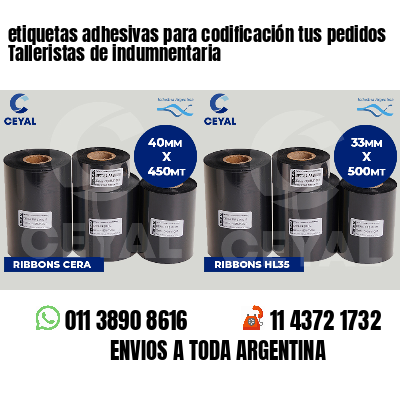 etiquetas adhesivas para codificación tus pedidos Talleristas de indumnentaria