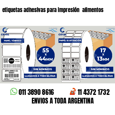 etiquetas adhesivas para impresión  alimentos