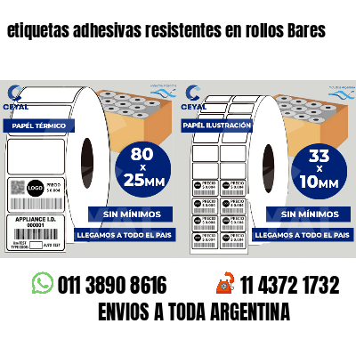 etiquetas adhesivas resistentes en rollos Bares