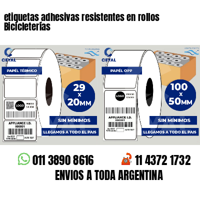 etiquetas adhesivas resistentes en rollos Bicicleterías