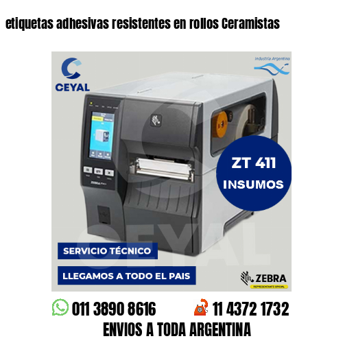 etiquetas adhesivas resistentes en rollos Ceramistas
