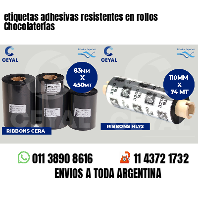etiquetas adhesivas resistentes en rollos Chocolaterías