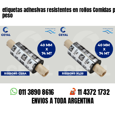etiquetas adhesivas resistentes en rollos Comidas por peso
