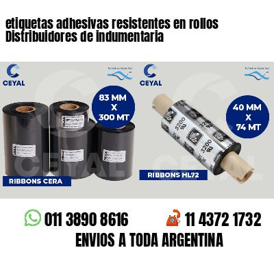 etiquetas adhesivas resistentes en rollos Distribuidores de indumentaria