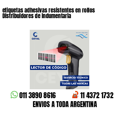 etiquetas adhesivas resistentes en rollos Distribuidores de indumentaria