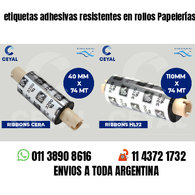 etiquetas adhesivas resistentes en rollos Papelerías