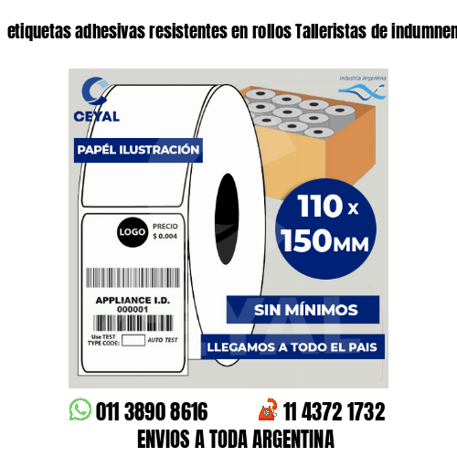 etiquetas adhesivas resistentes en rollos Talleristas de indumnentaria