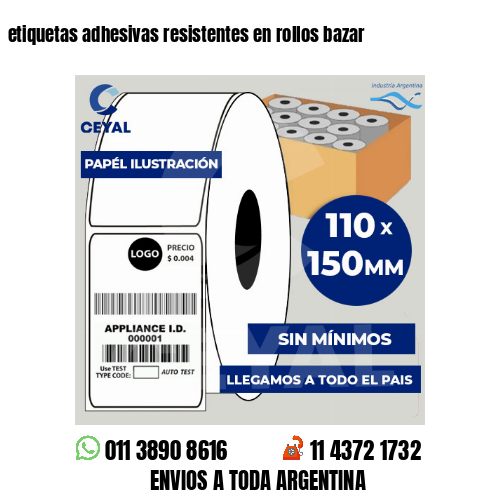 etiquetas adhesivas resistentes en rollos bazar