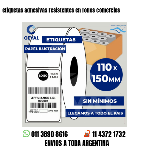 etiquetas adhesivas resistentes en rollos comercios