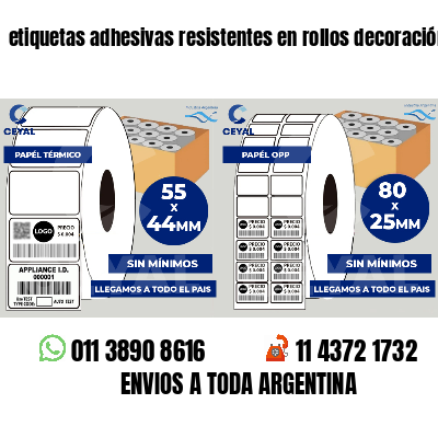 etiquetas adhesivas resistentes en rollos decoración