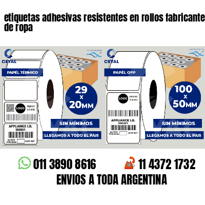 etiquetas adhesivas resistentes en rollos fabricantes de ropa