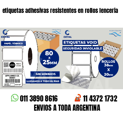 etiquetas adhesivas resistentes en rollos lenceria