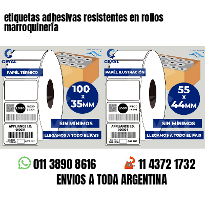 etiquetas adhesivas resistentes en rollos marroquinería