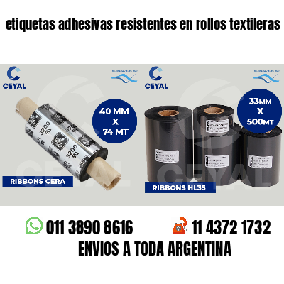 etiquetas adhesivas resistentes en rollos textileras