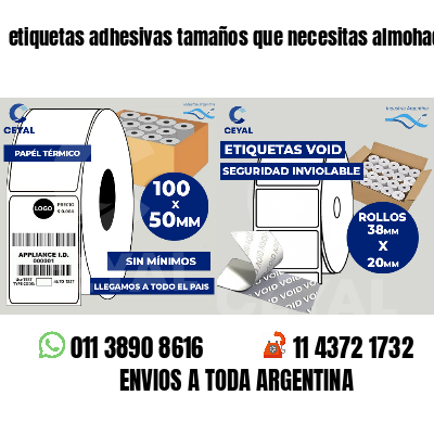etiquetas adhesivas tamaños que necesitas almohadas
