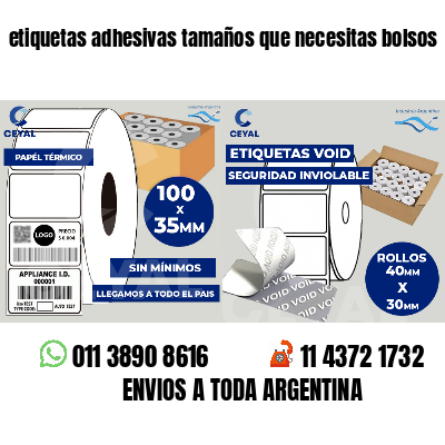 etiquetas adhesivas tamaños que necesitas bolsos