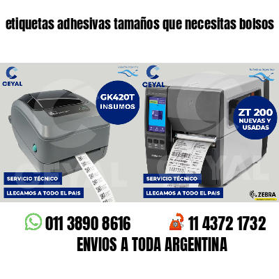 etiquetas adhesivas tamaños que necesitas bolsos
