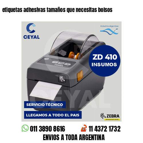 etiquetas adhesivas tamaños que necesitas bolsos