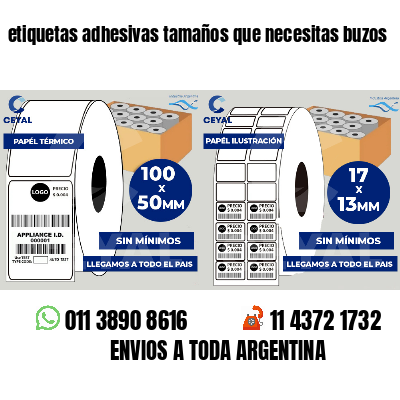 etiquetas adhesivas tamaños que necesitas buzos