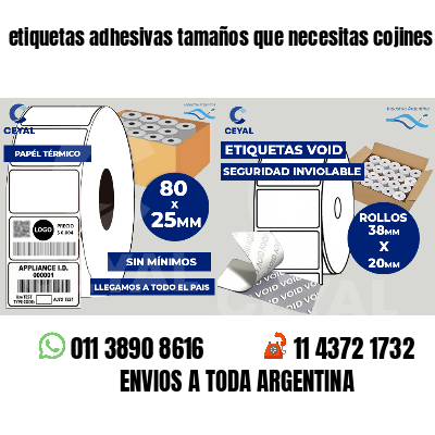 etiquetas adhesivas tamaños que necesitas cojines