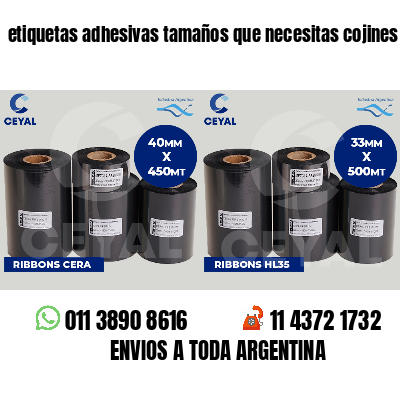 etiquetas adhesivas tamaños que necesitas cojines