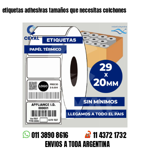 etiquetas adhesivas tamaños que necesitas colchones