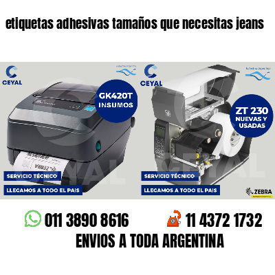 etiquetas adhesivas tamaños que necesitas jeans