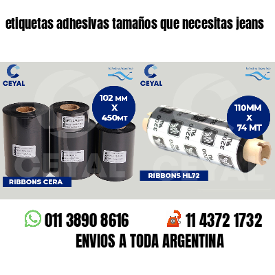etiquetas adhesivas tamaños que necesitas jeans