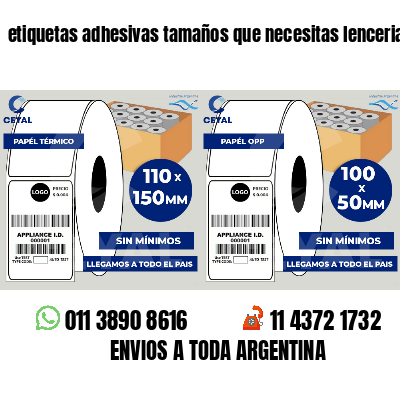 etiquetas adhesivas tamaños que necesitas lenceria