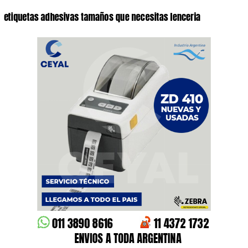 etiquetas adhesivas tamaños que necesitas lenceria