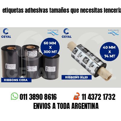 etiquetas adhesivas tamaños que necesitas lenceria