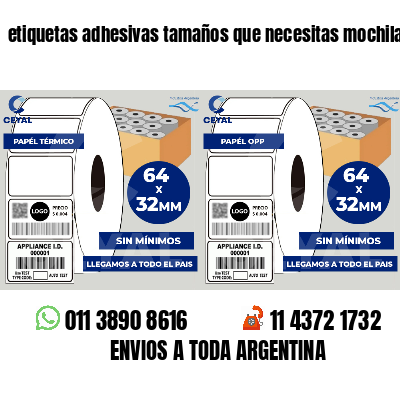 etiquetas adhesivas tamaños que necesitas mochilas
