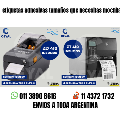 etiquetas adhesivas tamaños que necesitas mochilas
