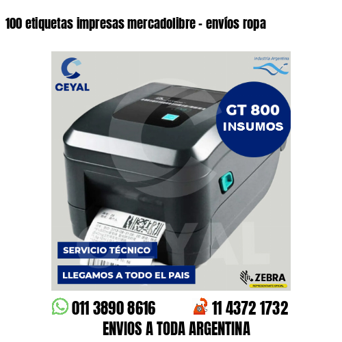 100 etiquetas impresas mercadolibre - envíos ropa