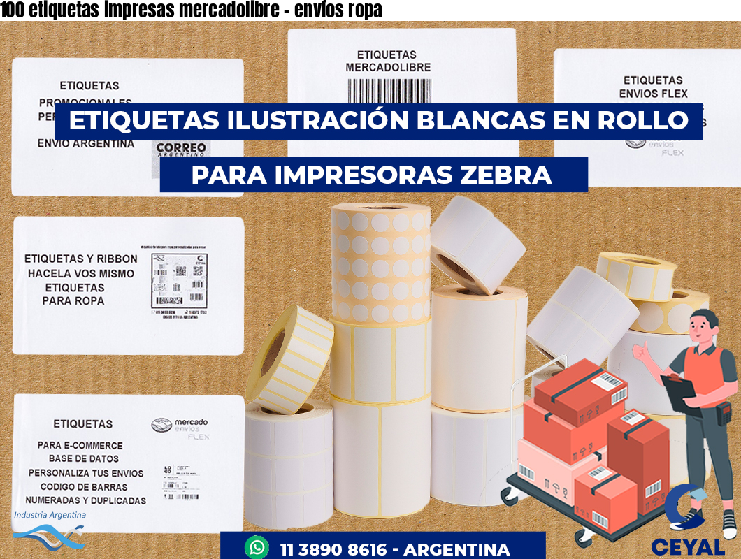 100 etiquetas impresas mercadolibre – envíos ropa