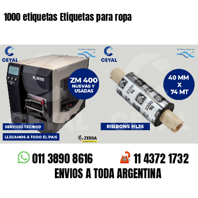 1000 etiquetas Etiquetas para ropa
