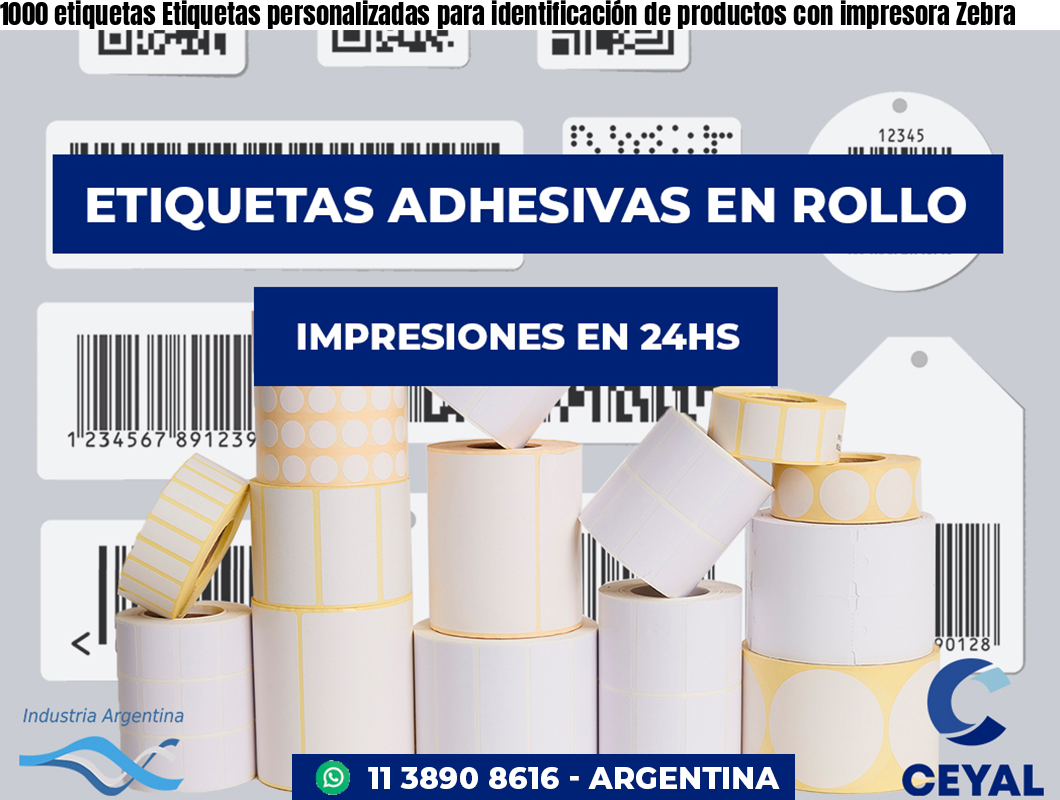 1000 etiquetas Etiquetas personalizadas para identificación de productos con impresora Zebra