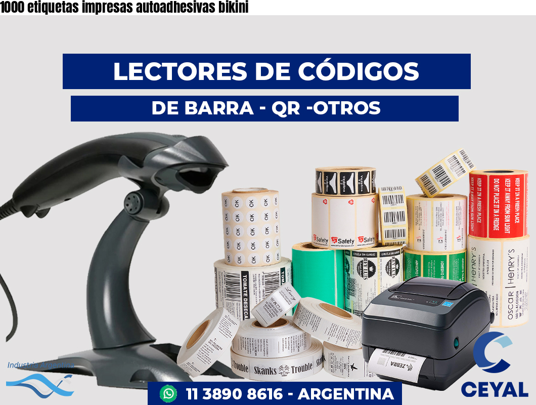 1000 etiquetas impresas autoadhesivas bikini