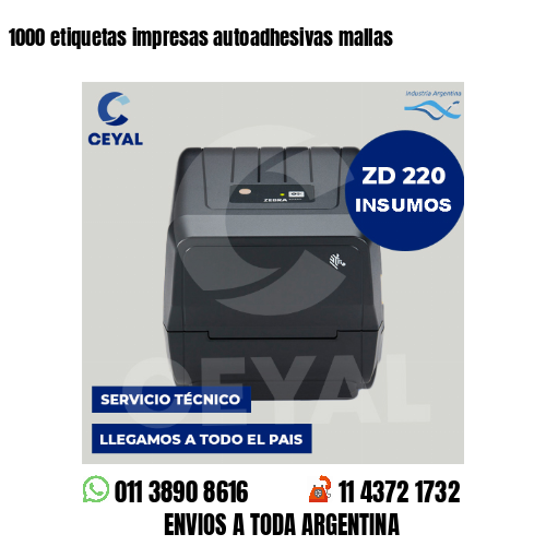 1000 etiquetas impresas autoadhesivas mallas