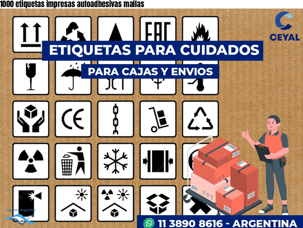 1000 etiquetas impresas autoadhesivas mallas